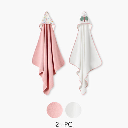 Juniors 2-Piece Butterfly Embroidered Hooded Towel Set - 75x75 cm - HomeBabyBath &amp; CareTowels