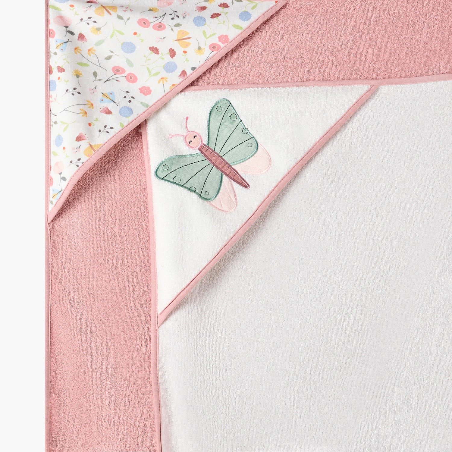 Juniors 2-Piece Butterfly Embroidered Hooded Towel Set - 75x75 cm