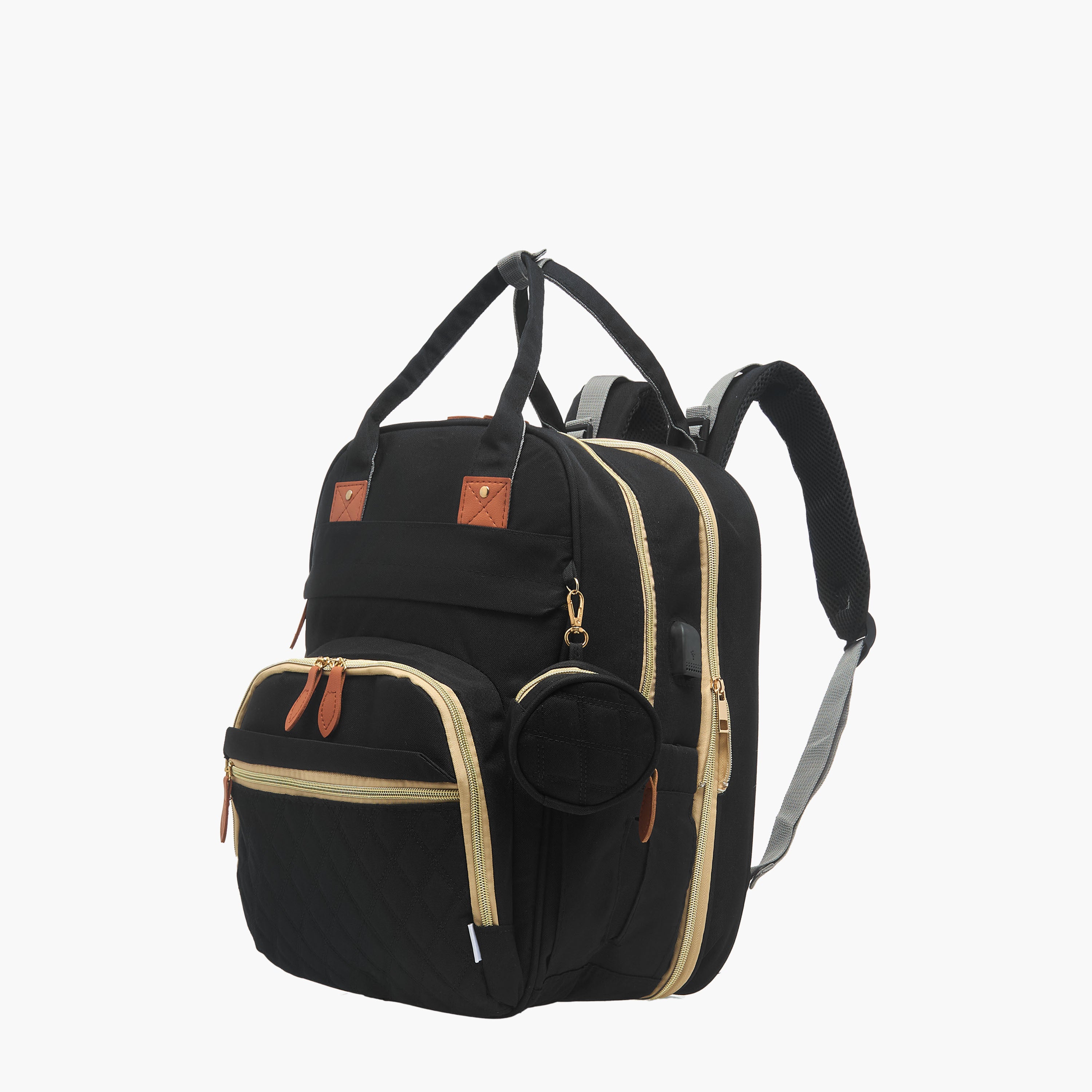 Juniors Quilted Diaper Backpack with Bed