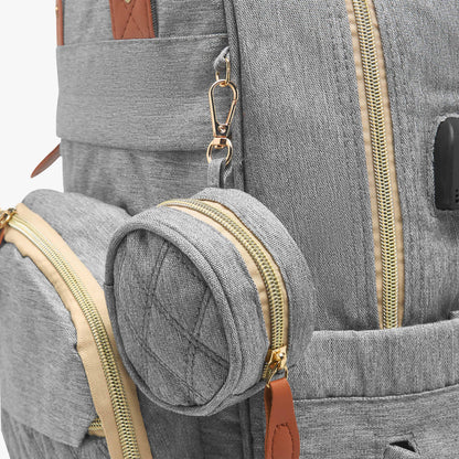 Juniors Quilted Diaper Backpack with Bed