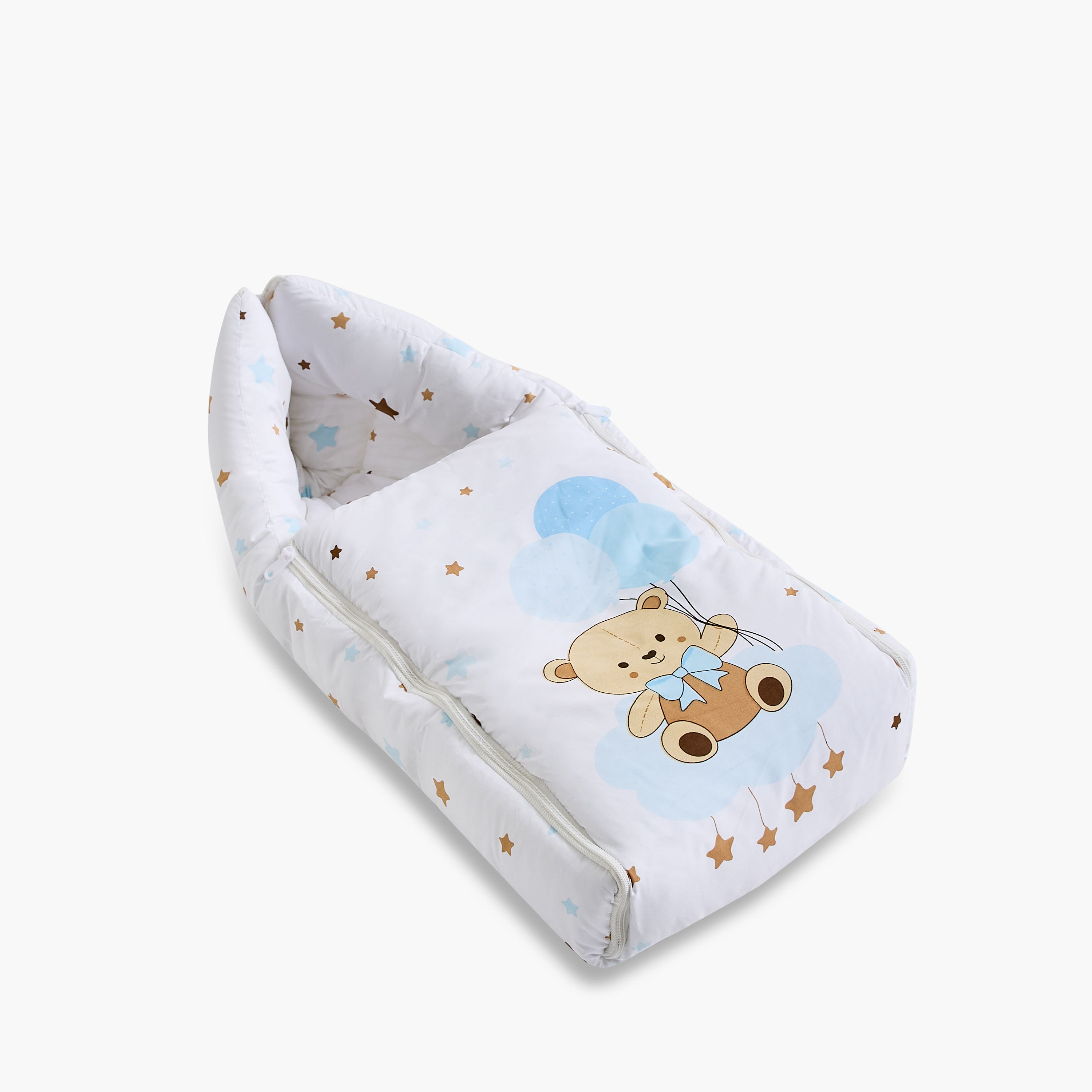 Juniors Hooded Bear Print Baby Nest Bag - 0 Months+