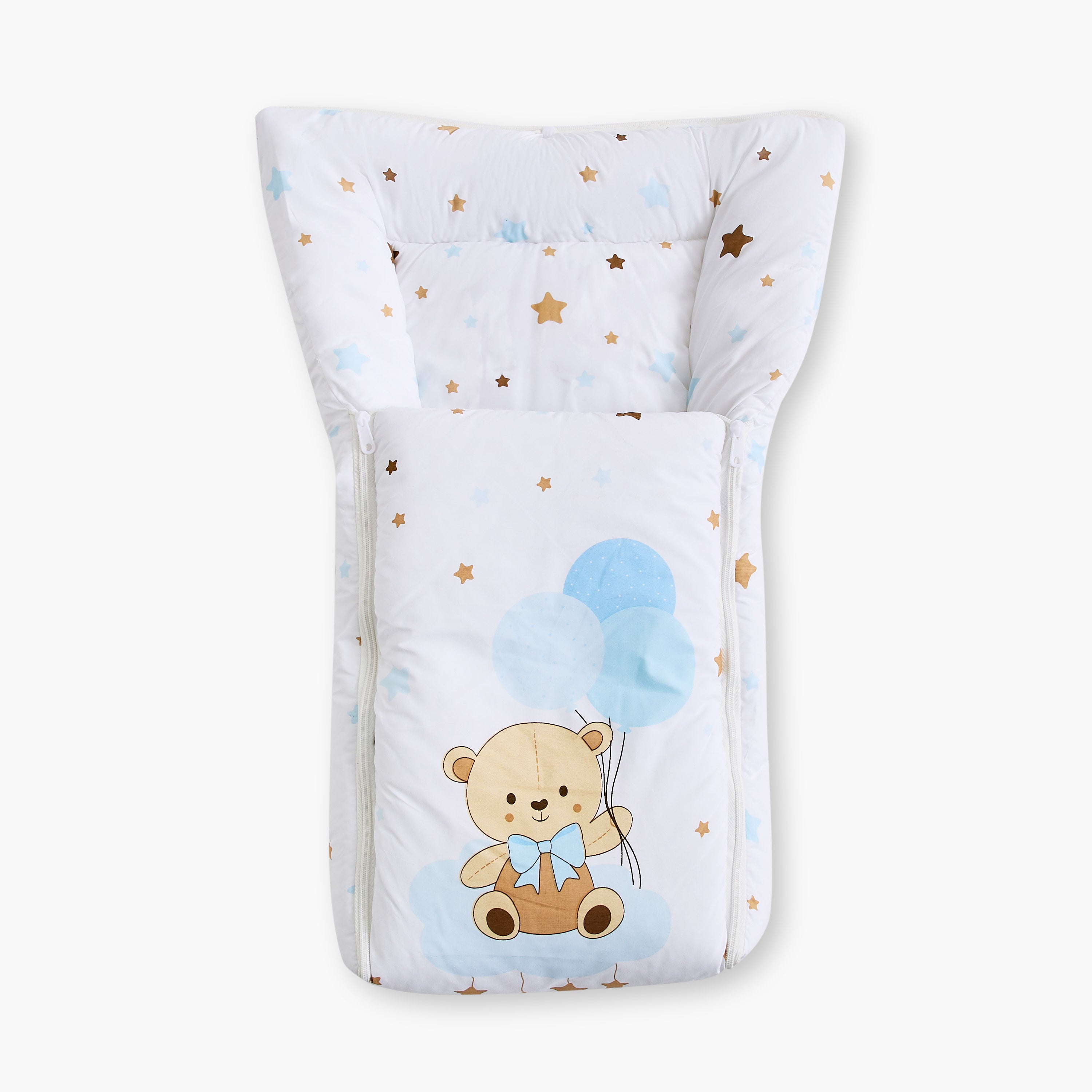 Juniors Hooded Bear Print Baby Nest Bag - 0 Months+