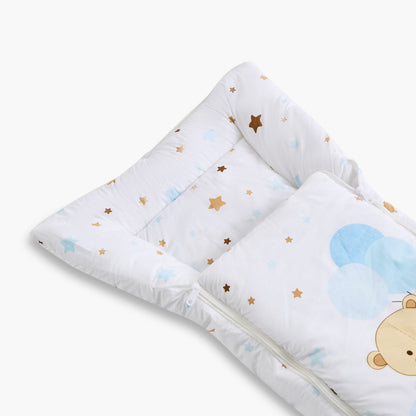 Juniors Hooded Bear Print Baby Nest Bag - 0 Months+