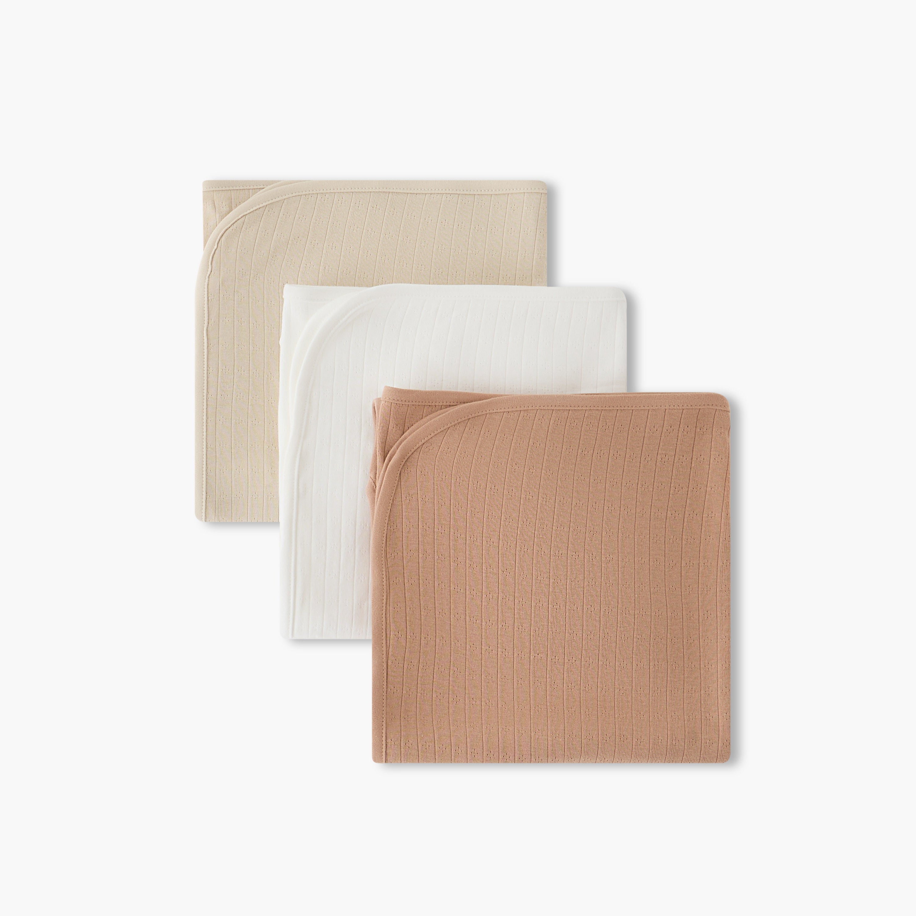 Pack of 3 Juniors Receiving Blankets with Ribbed Texture, 80x100 cm