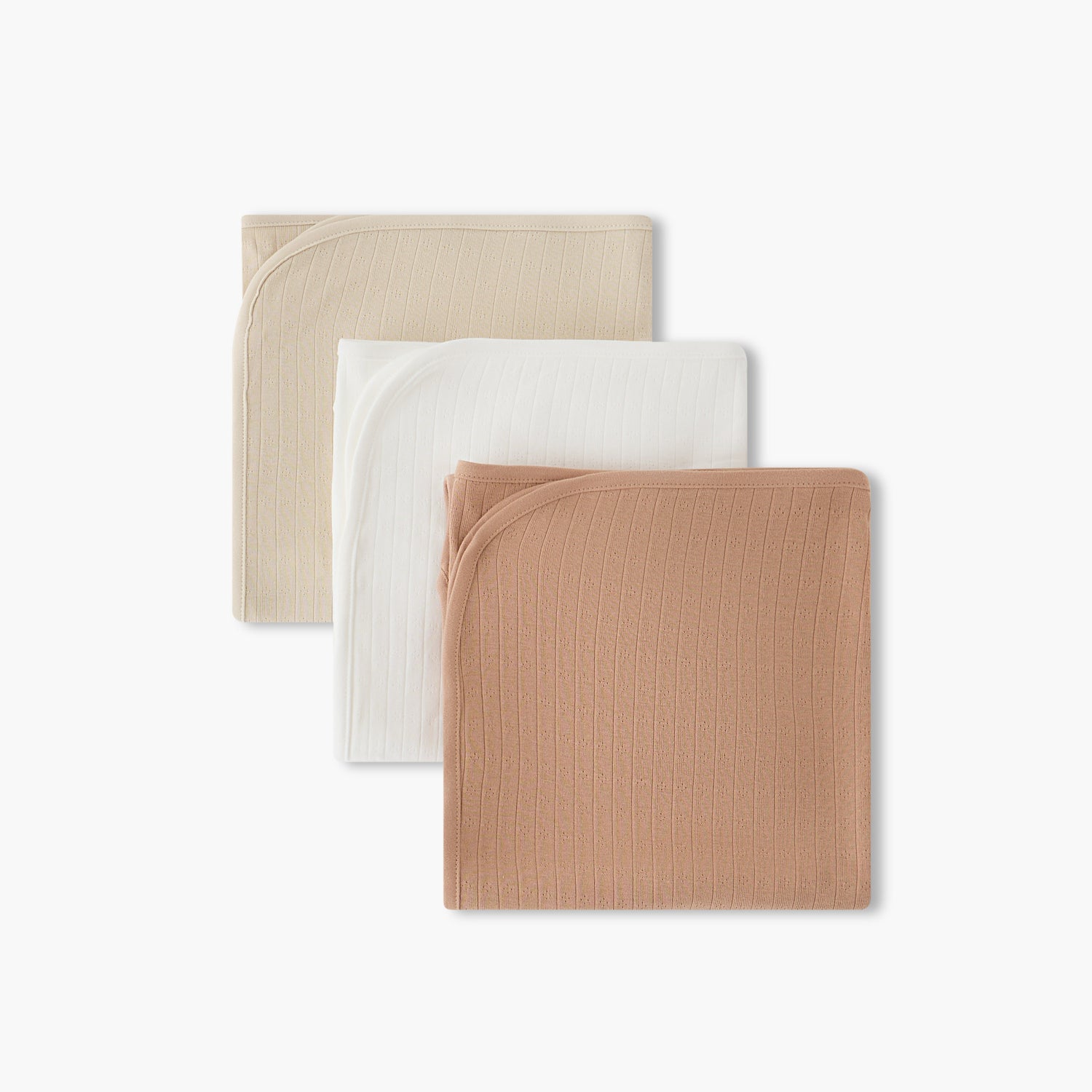 Pack of 3 Juniors Receiving Blankets with Ribbed Texture, 80x100 cm