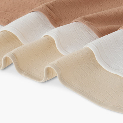 Pack of 3 Juniors Receiving Blankets with Ribbed Texture, 80x100 cm