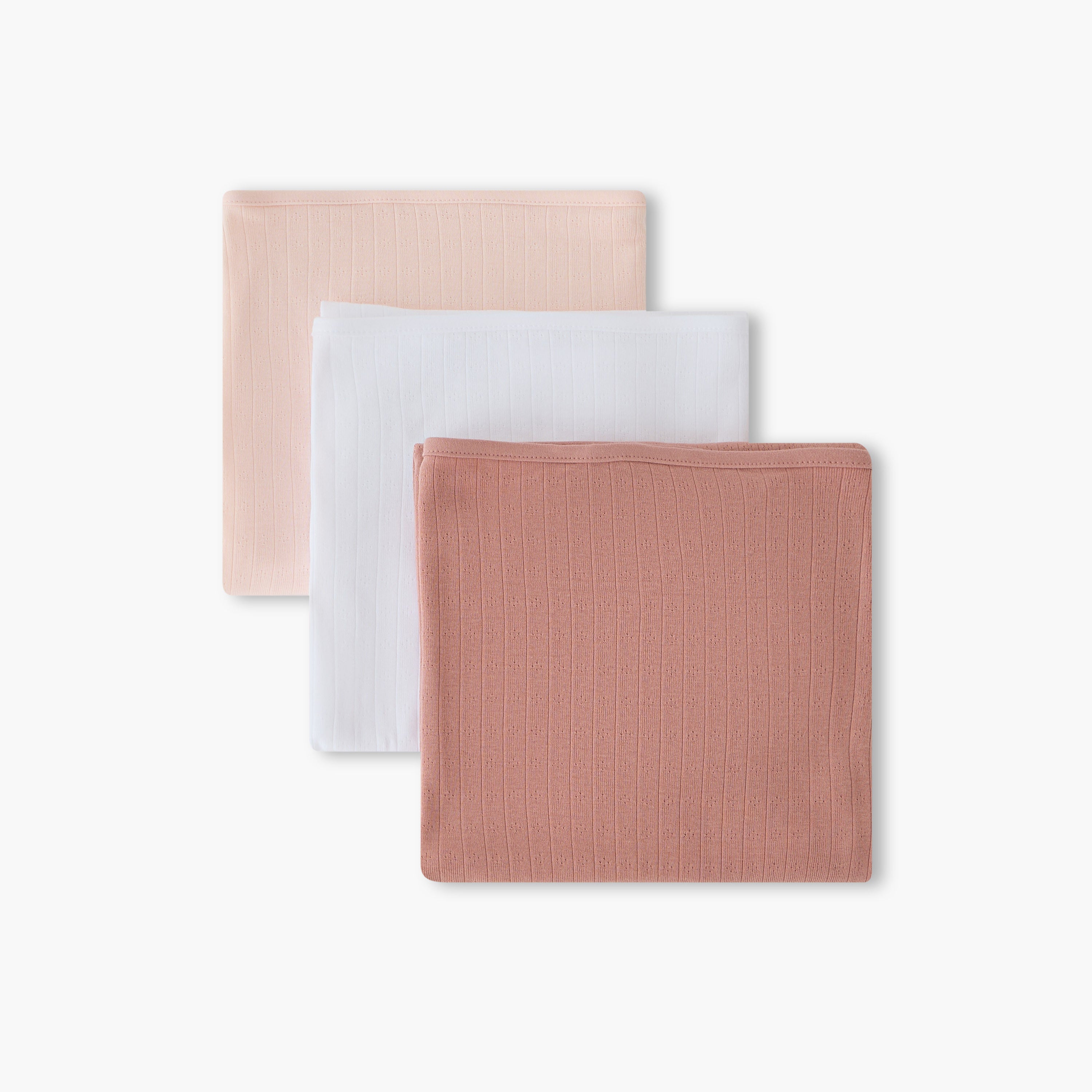 Pack of 3 Juniors Receiving Blankets with Texture, 80x100 cm