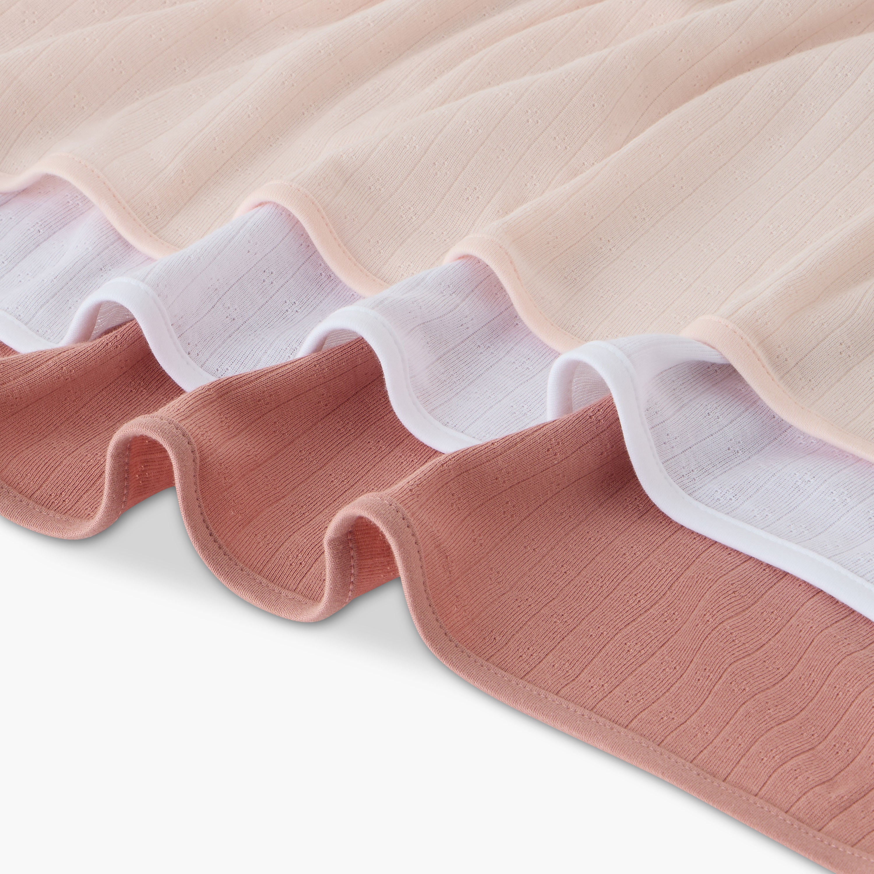 Pack of 3 Juniors Receiving Blankets with Texture, 80x100 cm