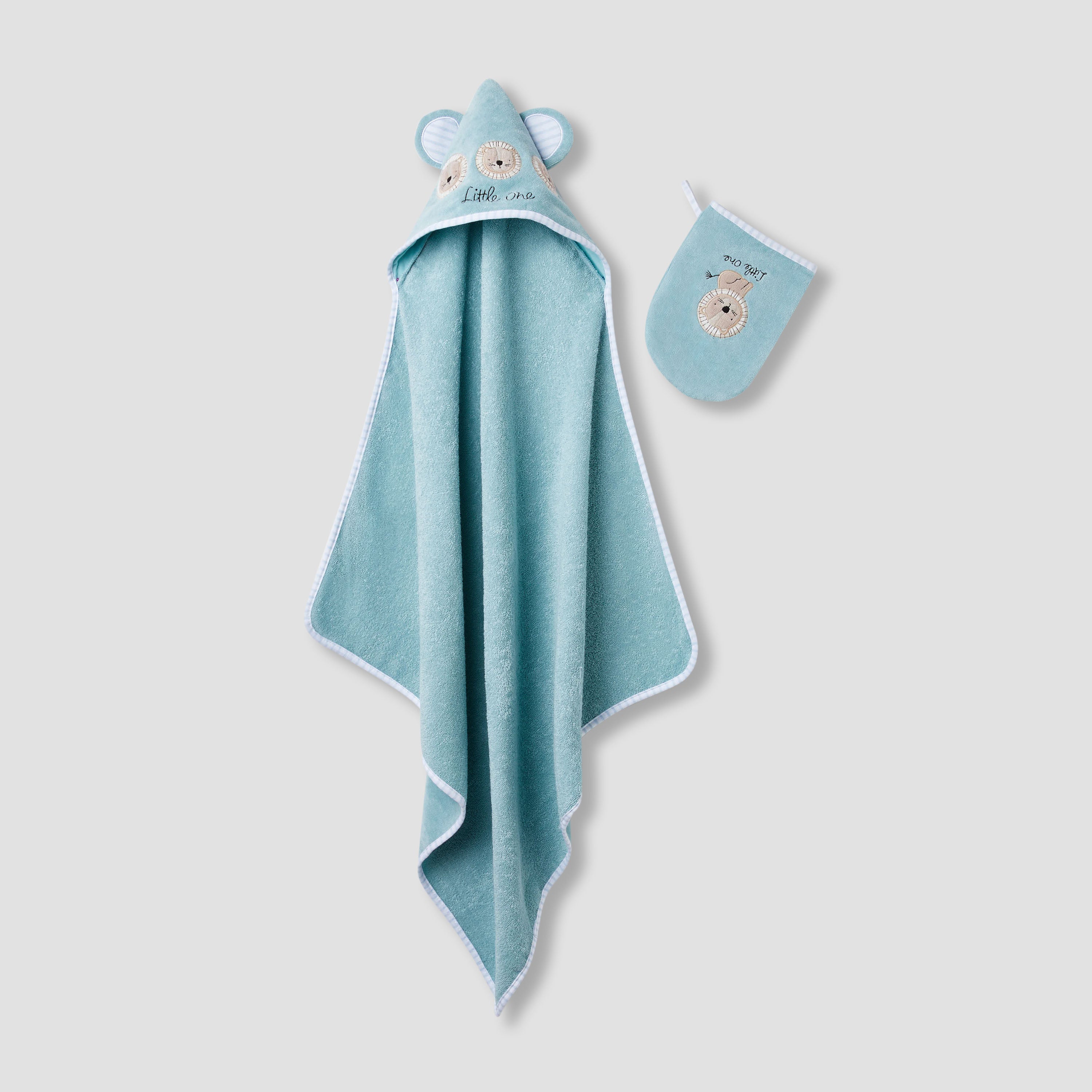 Juniors 75x75 cm Baby Towel and Mitten with Lion Applique Detail color swatch