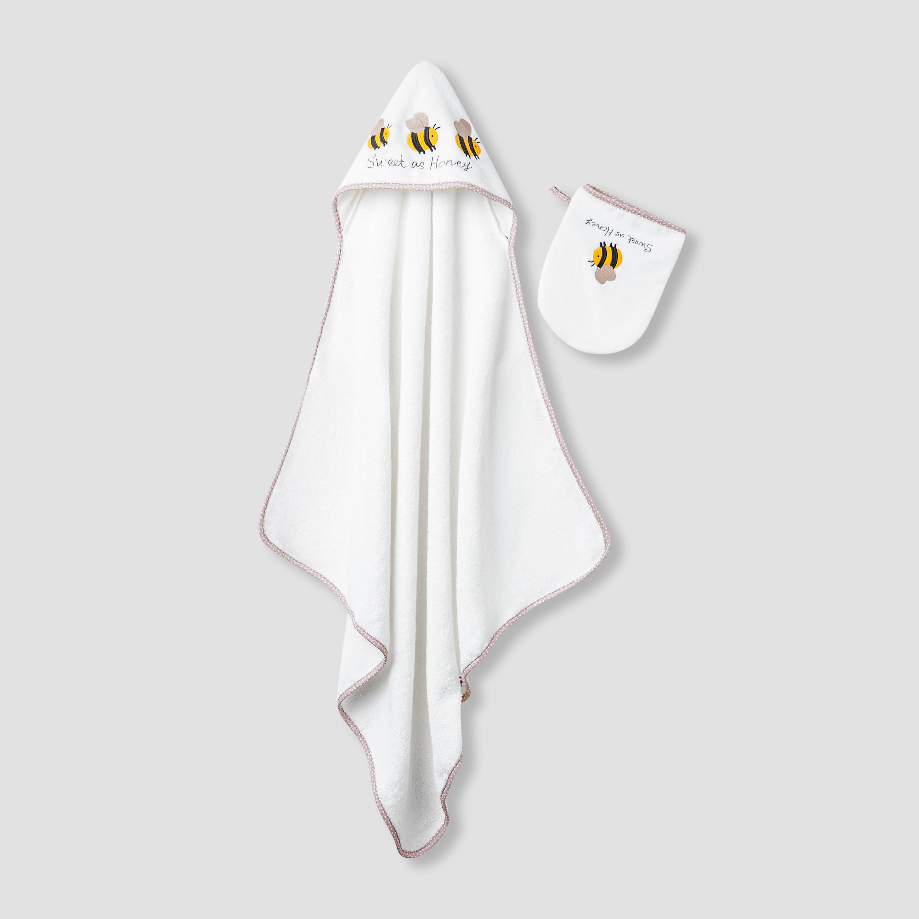 Juniors 75x75 cm Baby Towel and Mitten with Bee Embroidery color swatch