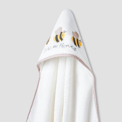Juniors 75x75 cm Baby Towel and Mitten with Bee Embroidery