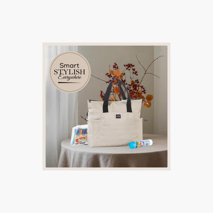 Little Story Mommy Diaper Bag with Changing Mat - Beige