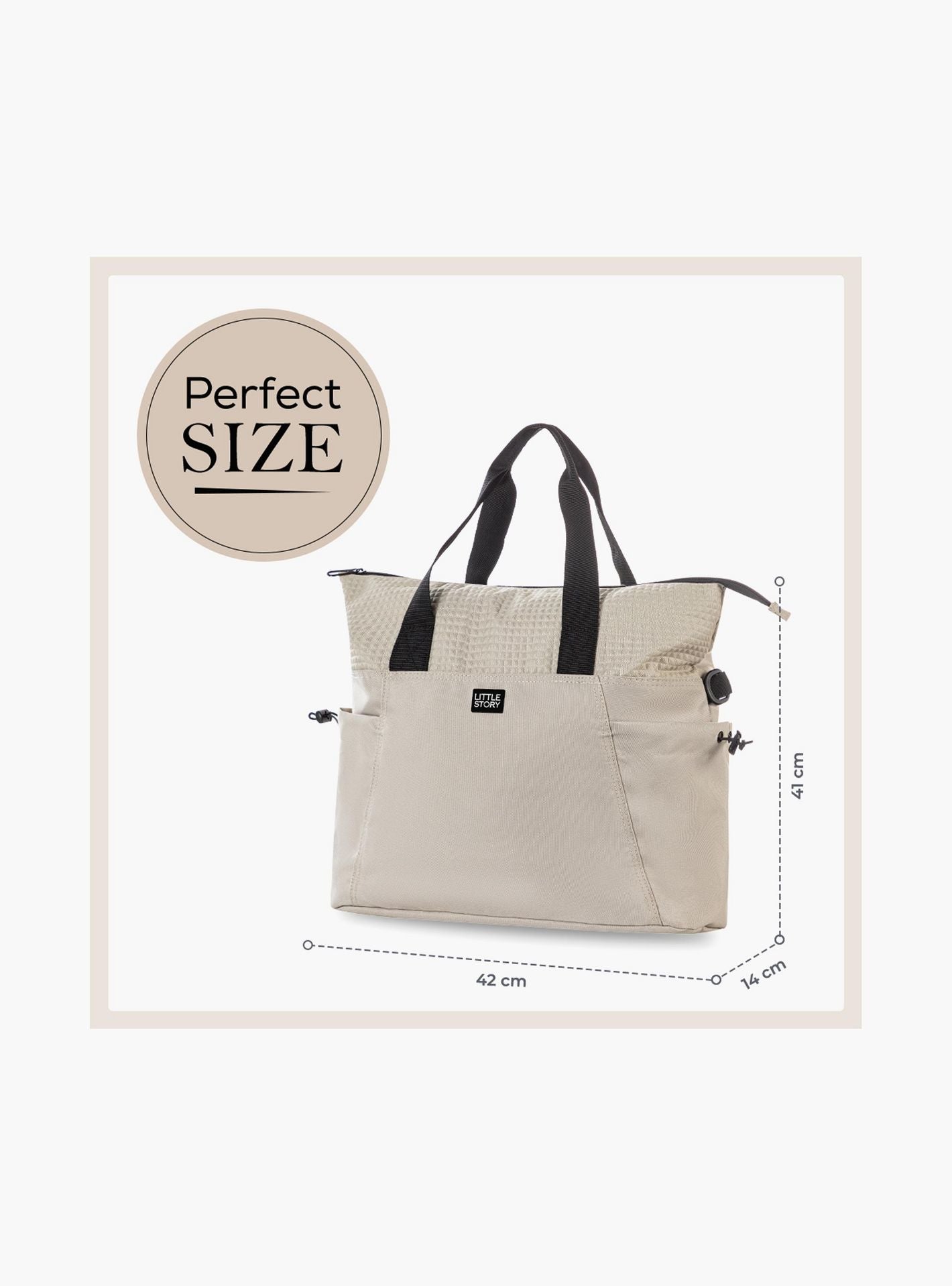 Little Story Mommy Diaper Bag with Changing Mat - Beige-baby-gear-diaperbags-image-4