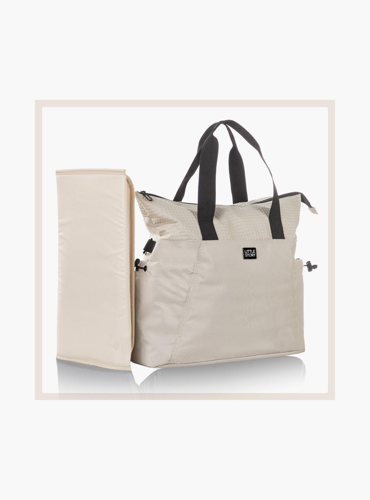 Little Story Mommy Diaper Bag with Changing Mat - Beige-baby-gear-diaperbags-image-6