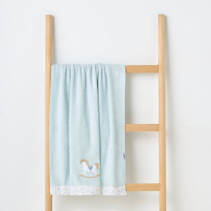 Turkish Cotton Towel with Rocking Horse applique - Blue