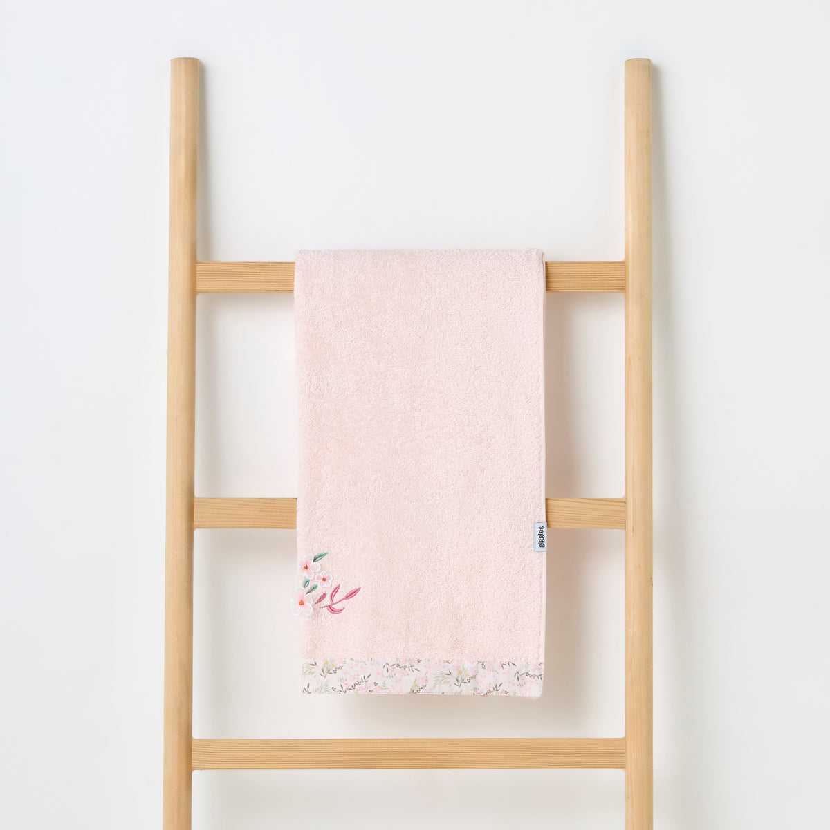 Turkish Cotton Towel with Floral applique - Blush