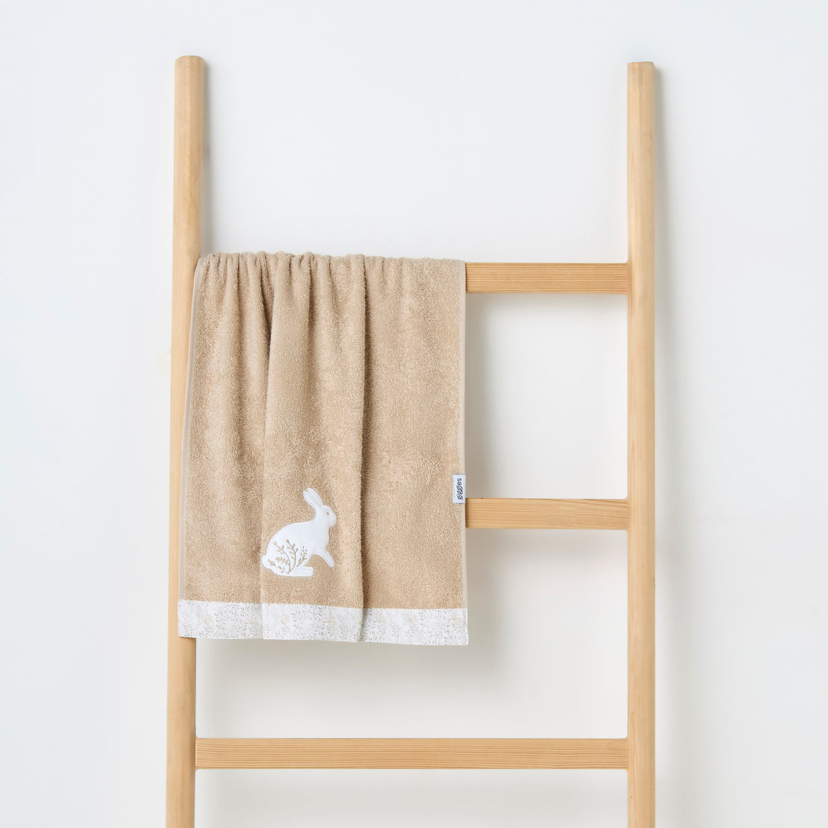 Turkish Cotton Towel with Bunny applique - Frappe