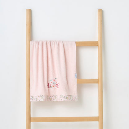 Turkish Cotton Towel with Floral applique - Blush - HomeBabyBath &amp; CareTowels