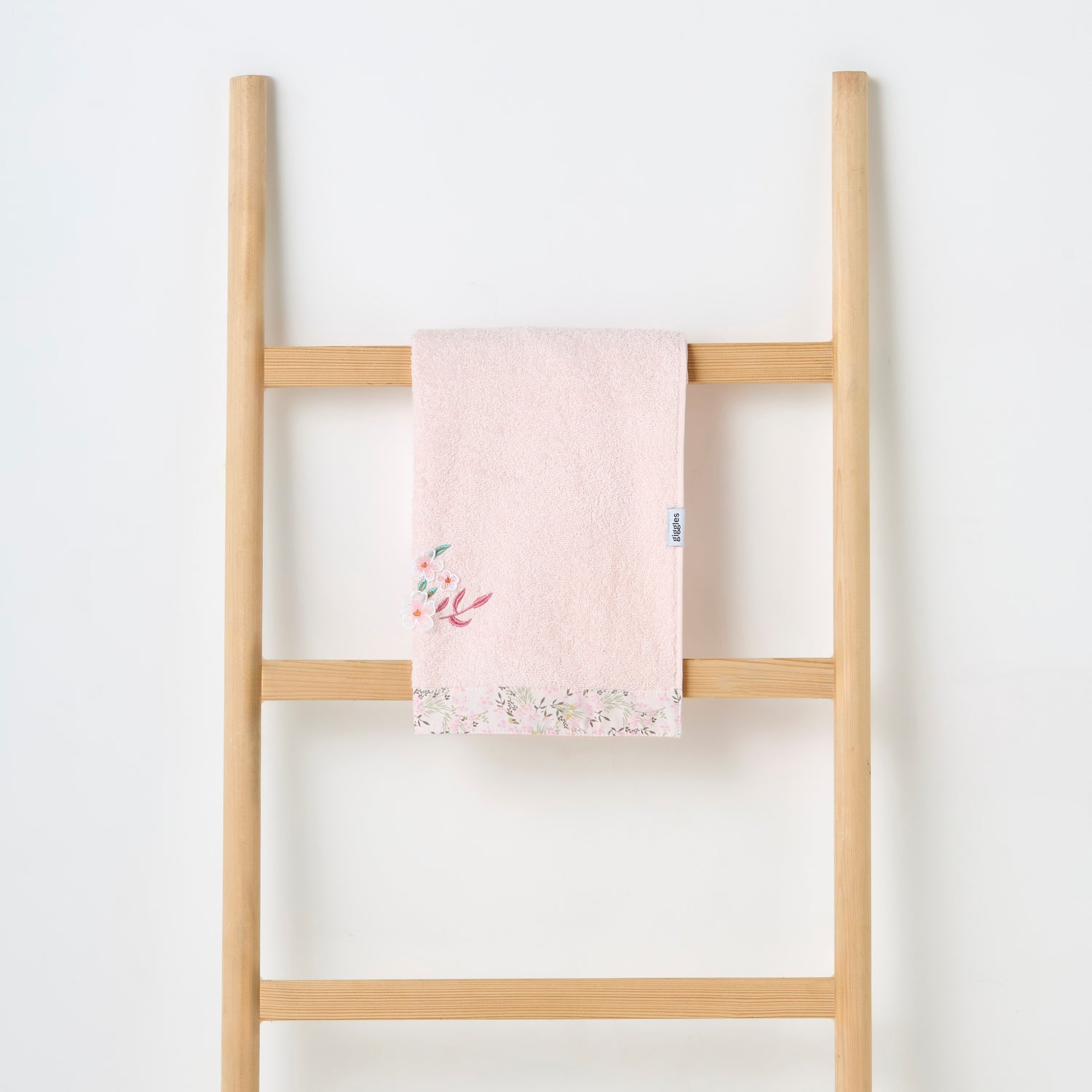 Turkish Cotton Towel with Floral applique - Blush