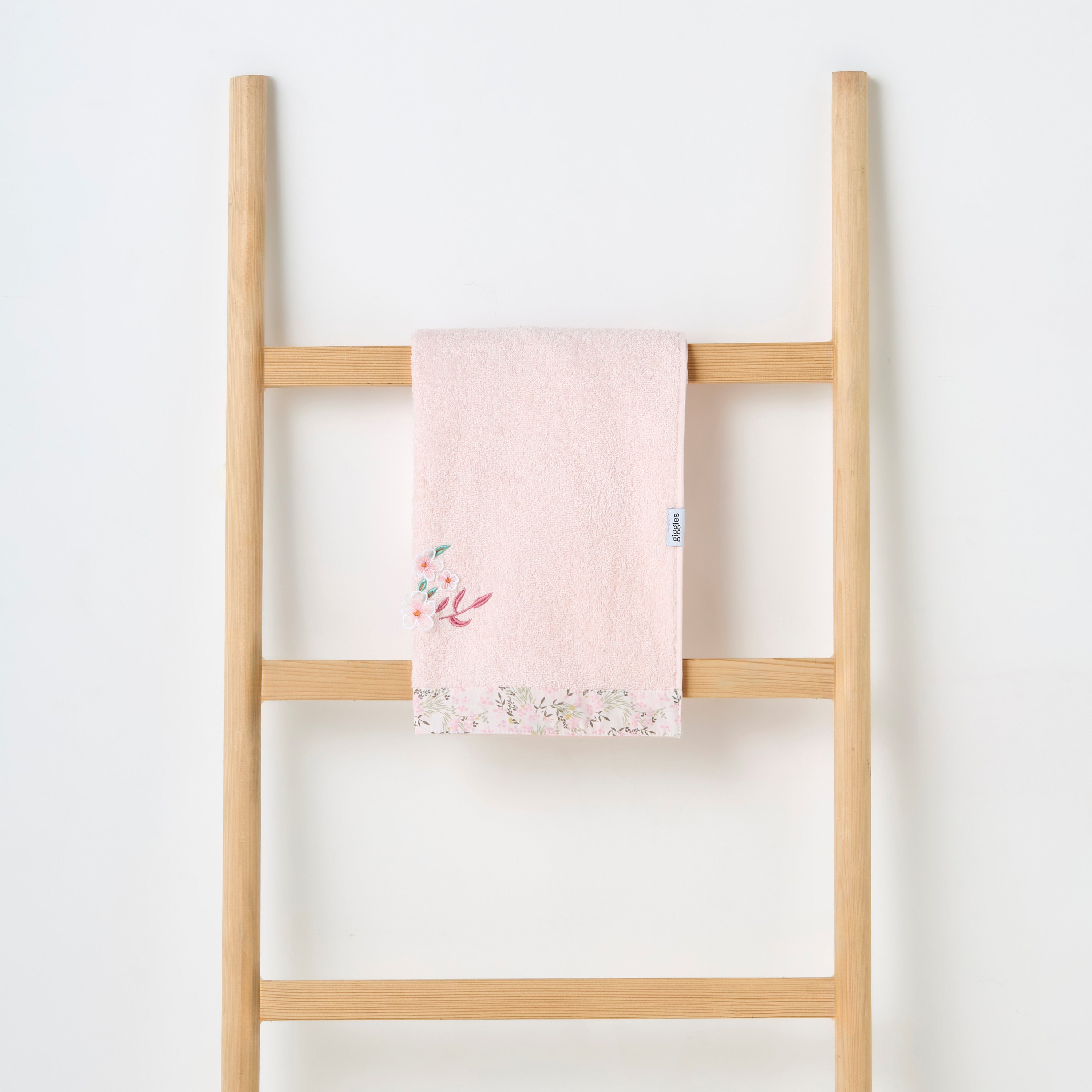 Turkish Cotton Towel with Floral applique - Blush