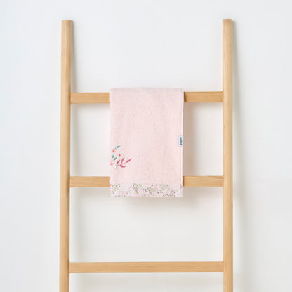 Turkish Cotton Towel with Floral applique - Blush