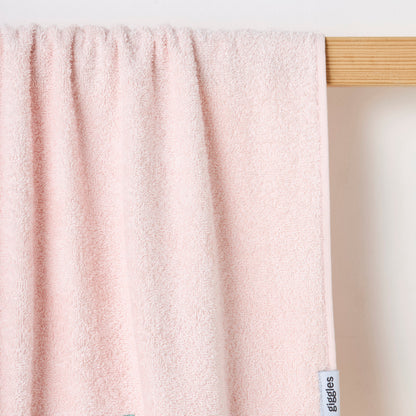 Turkish Cotton Towel with Floral applique - Blush