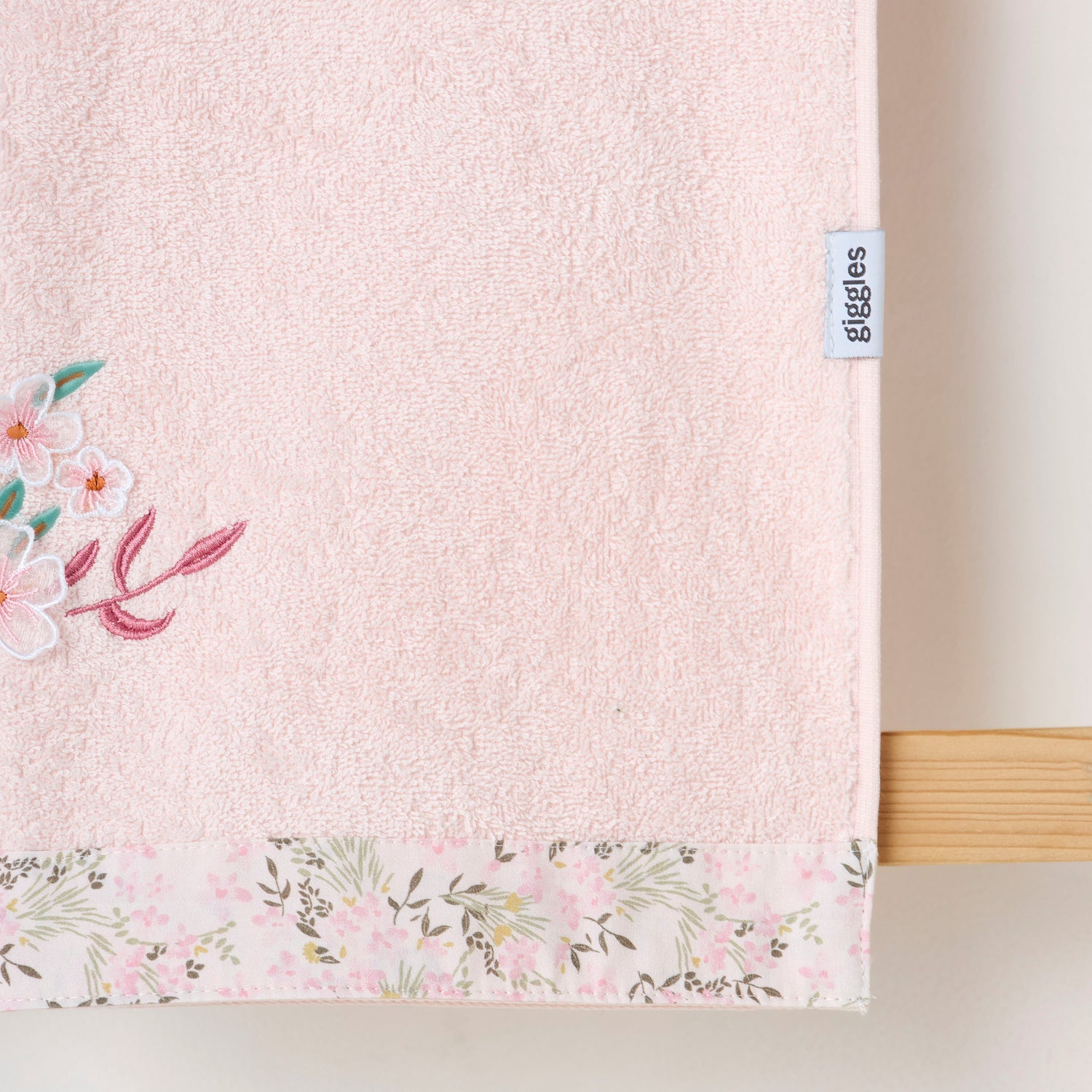 Turkish Cotton Towel with Floral applique - Blush