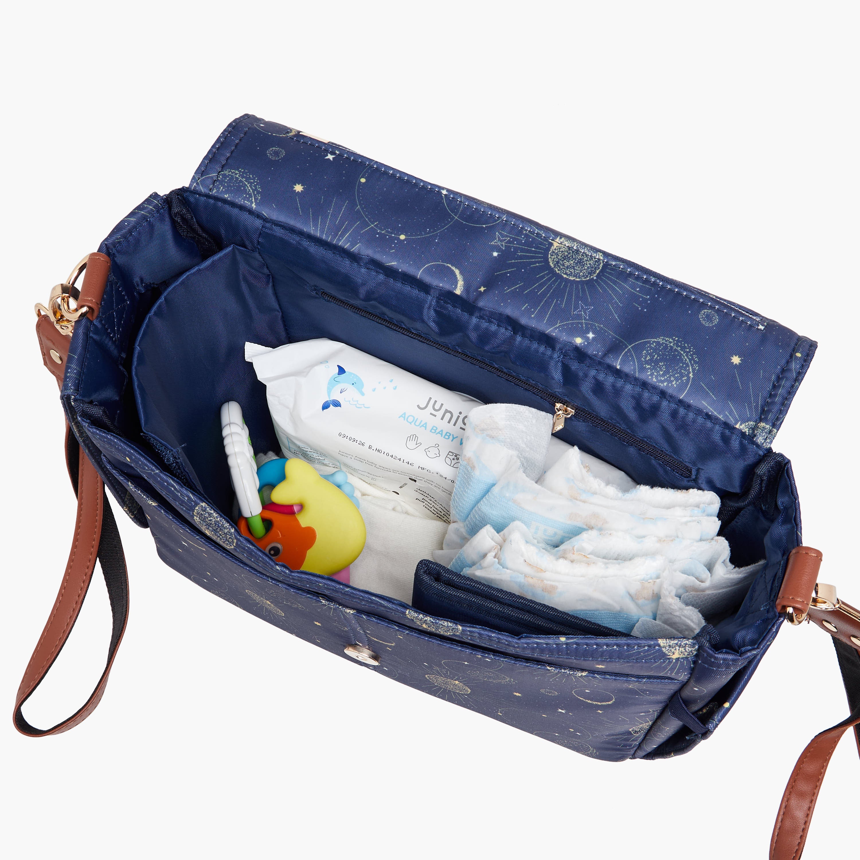 Juniors Space Print Diaper Bag with Changing Mat
