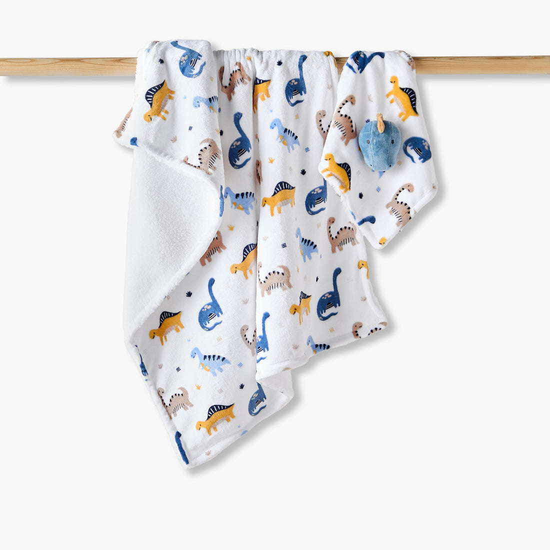 Juniors Raschel Blanket and Security Blanket with Dinosaur Print, 75x100 cm
