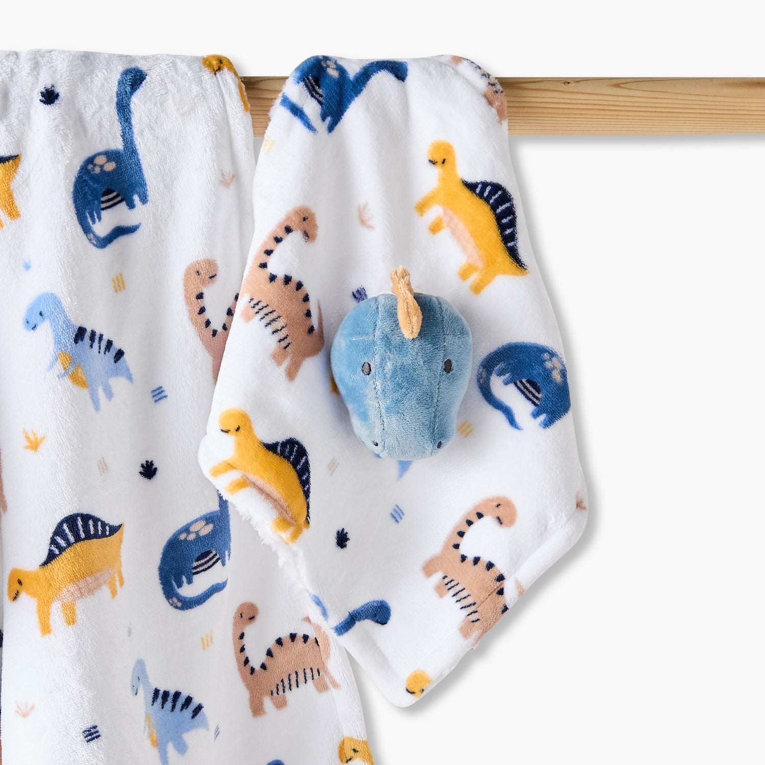 Juniors Raschel Blanket and Security Blanket with Dinosaur Print, 75x100 cm