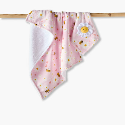 Juniors Raschel and Security Blanket with Floral Applique, 75x100 cm