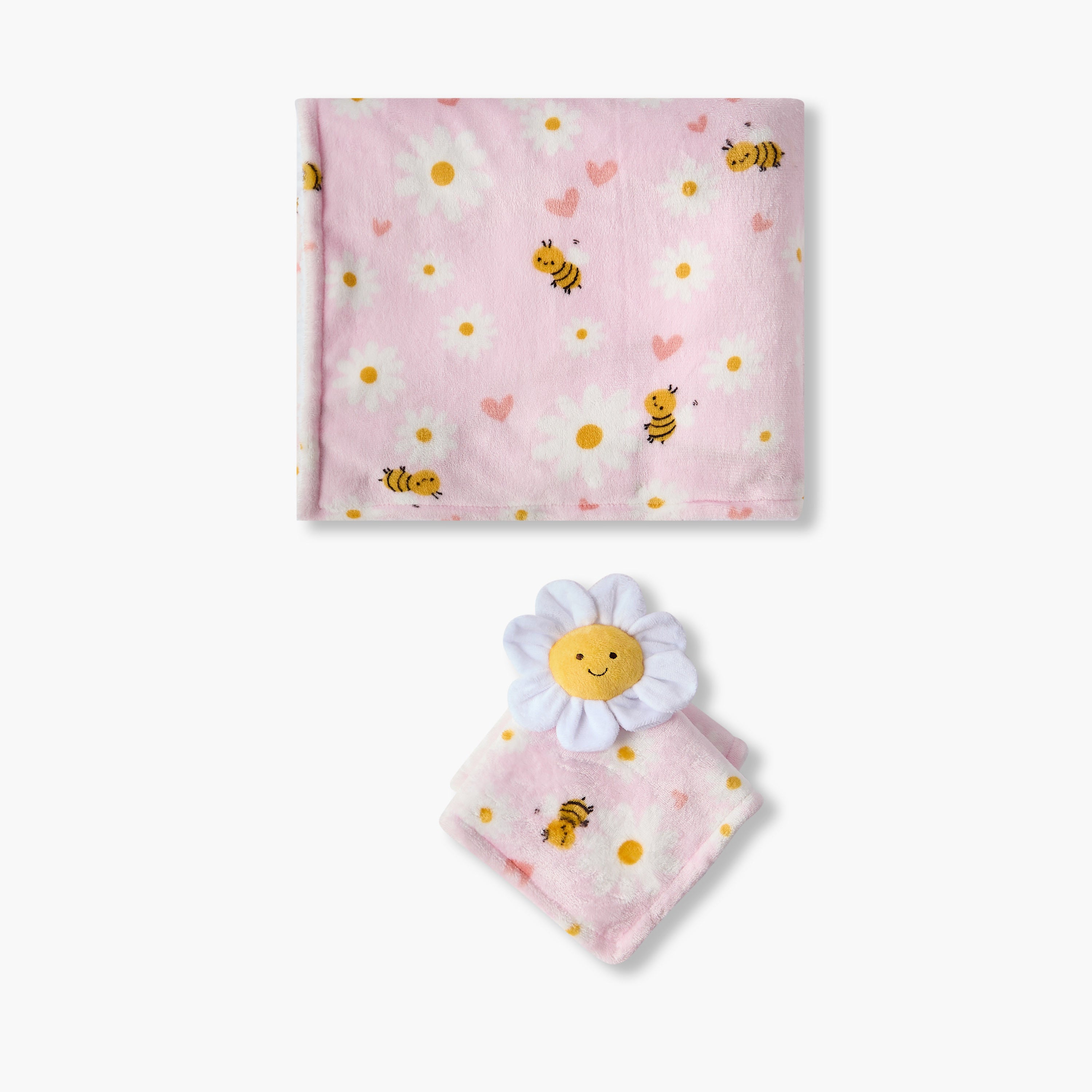 Juniors Raschel and Security Blanket with Floral Applique, 75x100 cm
