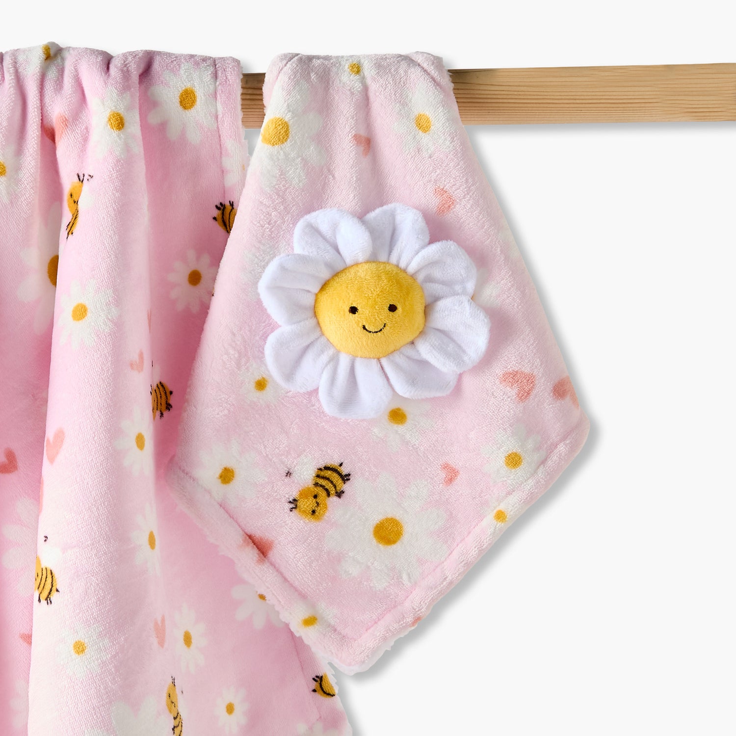 Juniors Raschel and Security Blanket with Floral Applique, 75x100 cm