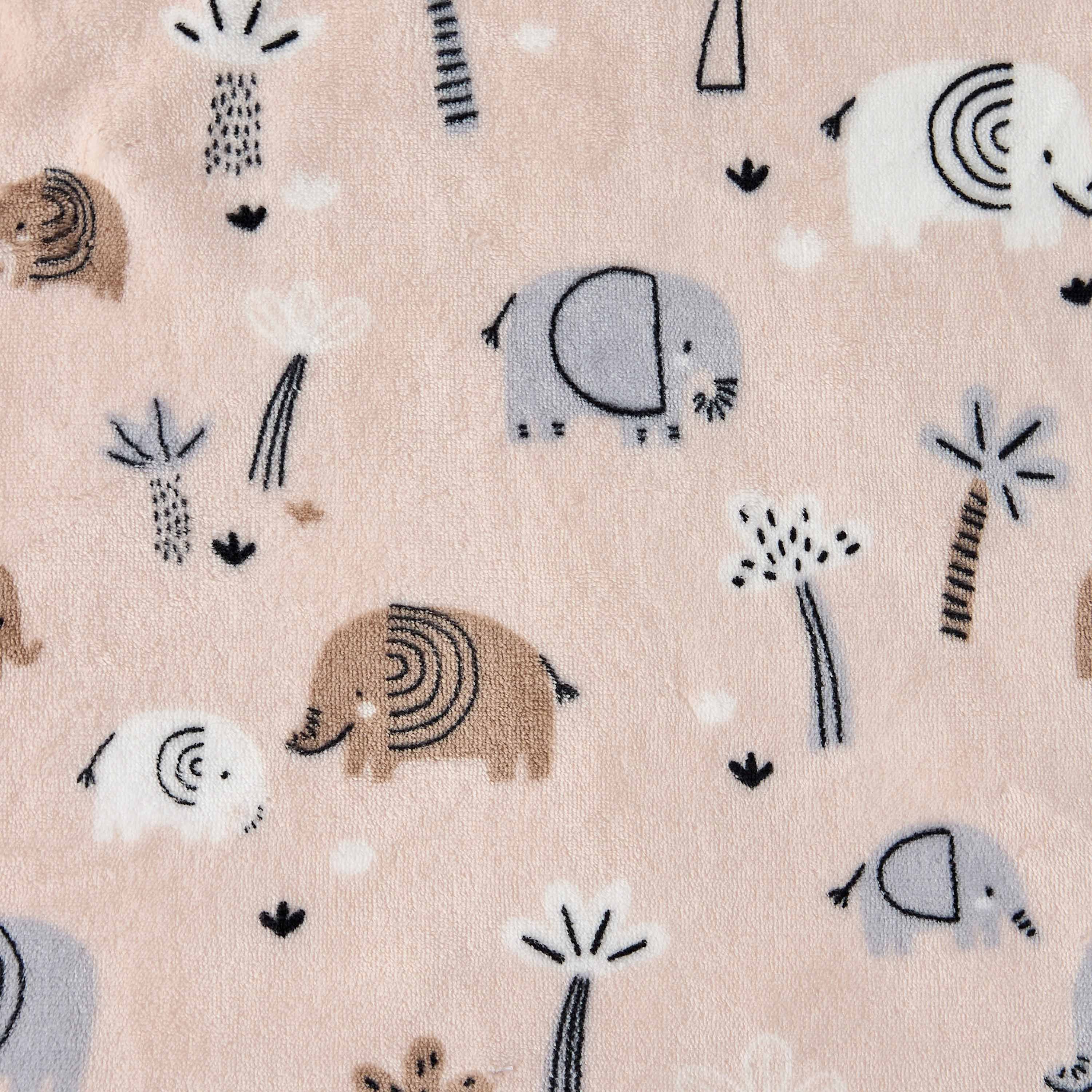 Juniors Raschel Blanket and Security Blanket with Elephant Print, 75x100 cm