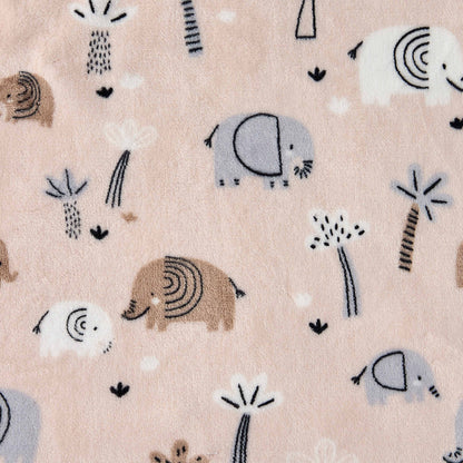 Juniors Raschel Blanket and Security Blanket with Elephant Print, 75x100 cm
