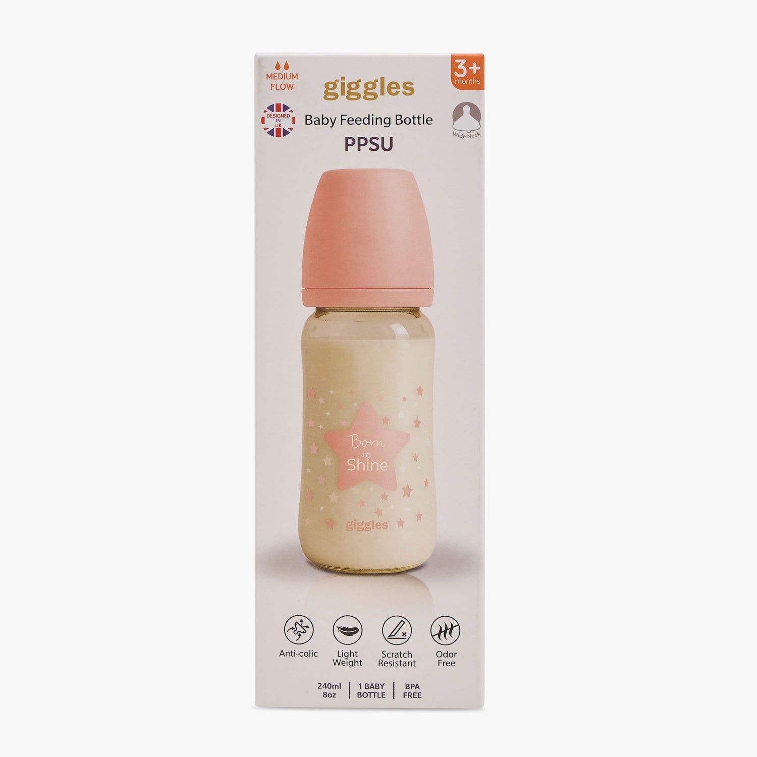 Giggles Feeding Bottle with Anti-Colic Valve, 240 ml