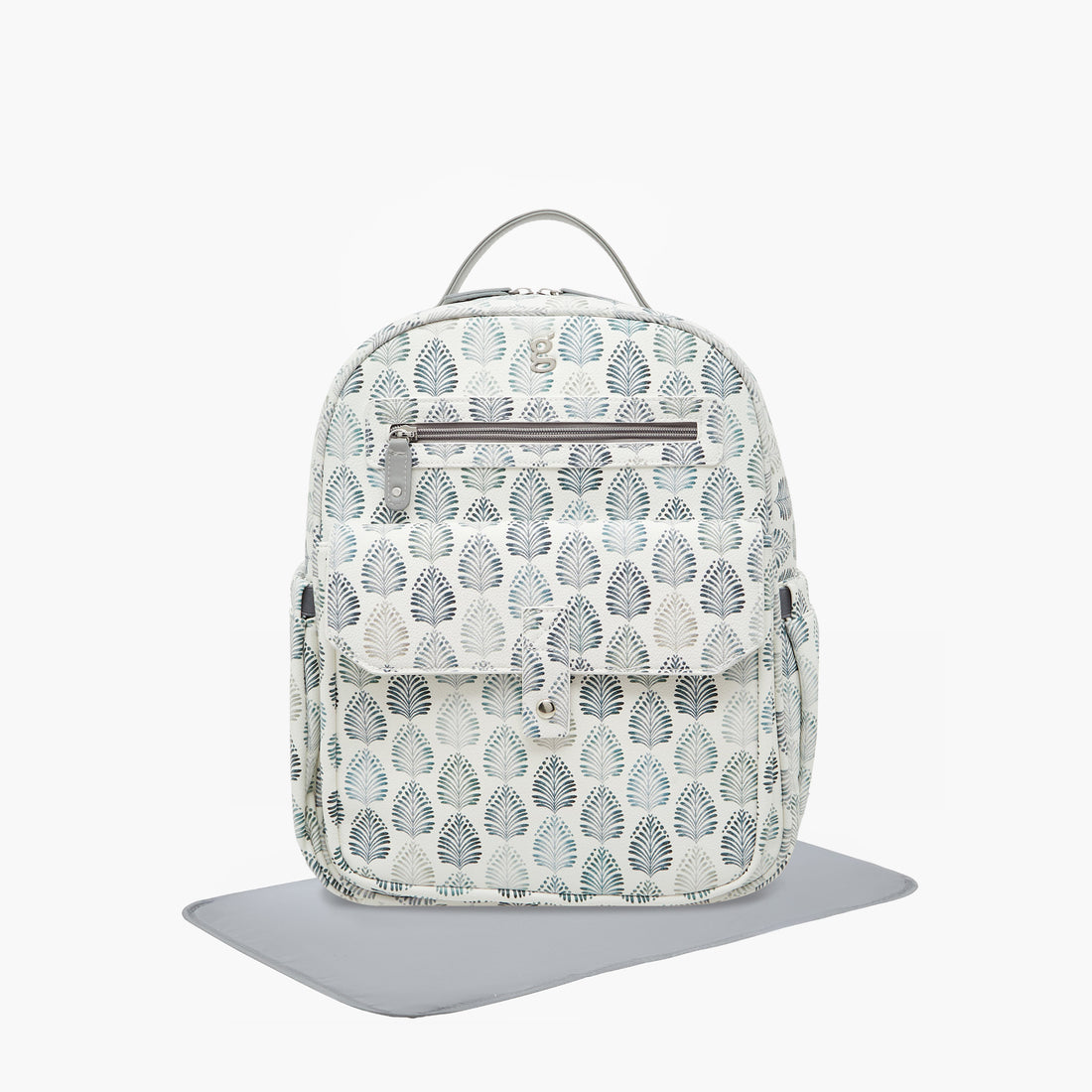 Giggles Ikkat Print Diaper Backpack with Changing Mat - Grey