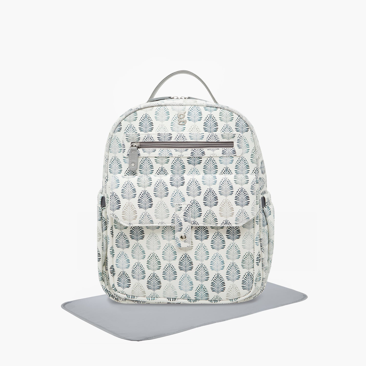Giggles Ikkat Print Diaper Backpack with Changing Mat - Grey