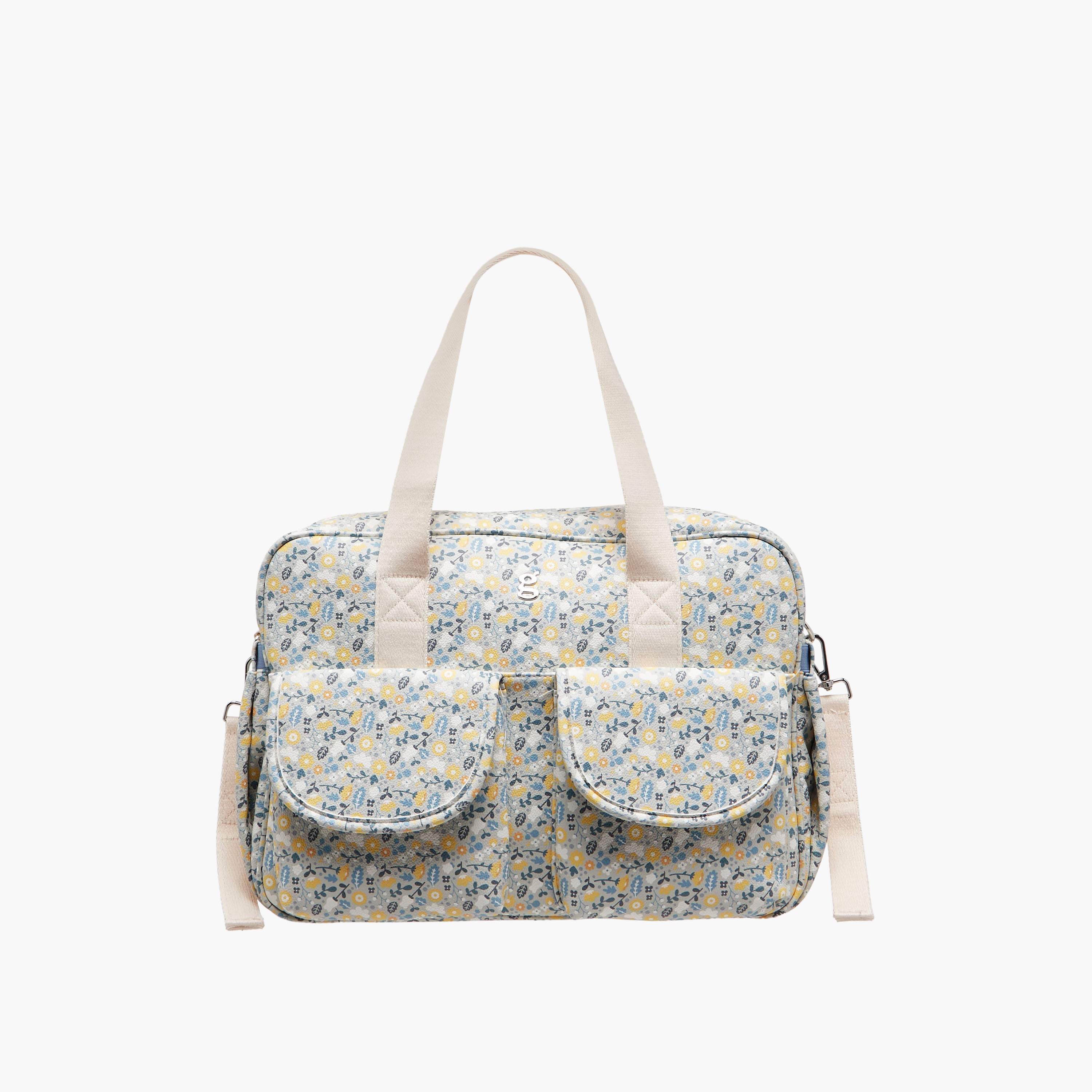 Giggles Floral Print Diaper Bag with Changing Mat