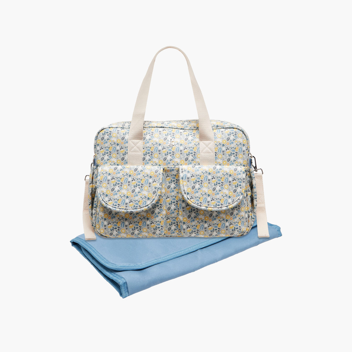 Giggles Floral Print Diaper Bag with Changing Mat