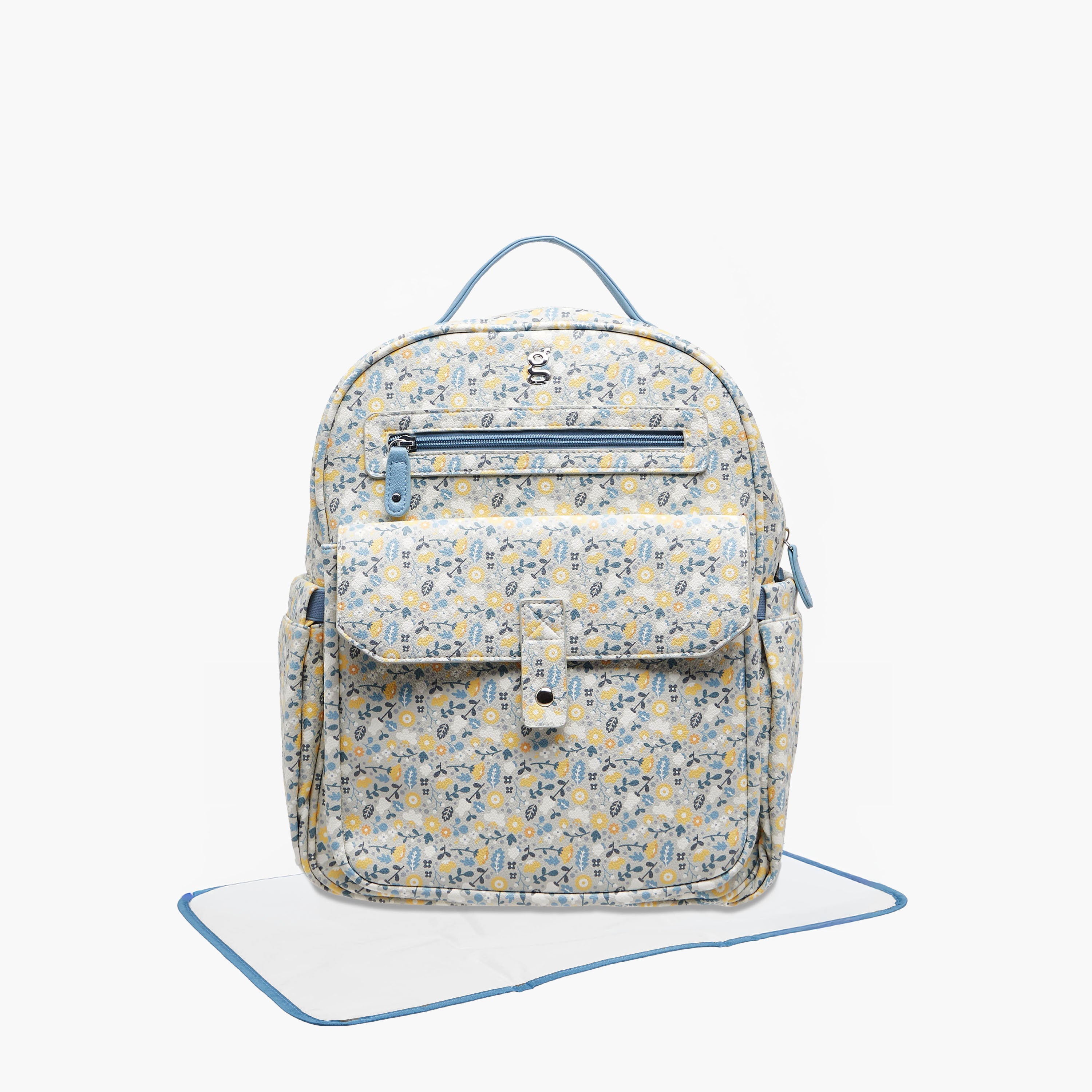 Giggles Printed Diaper Backpack with Adjustable Straps - Blue
