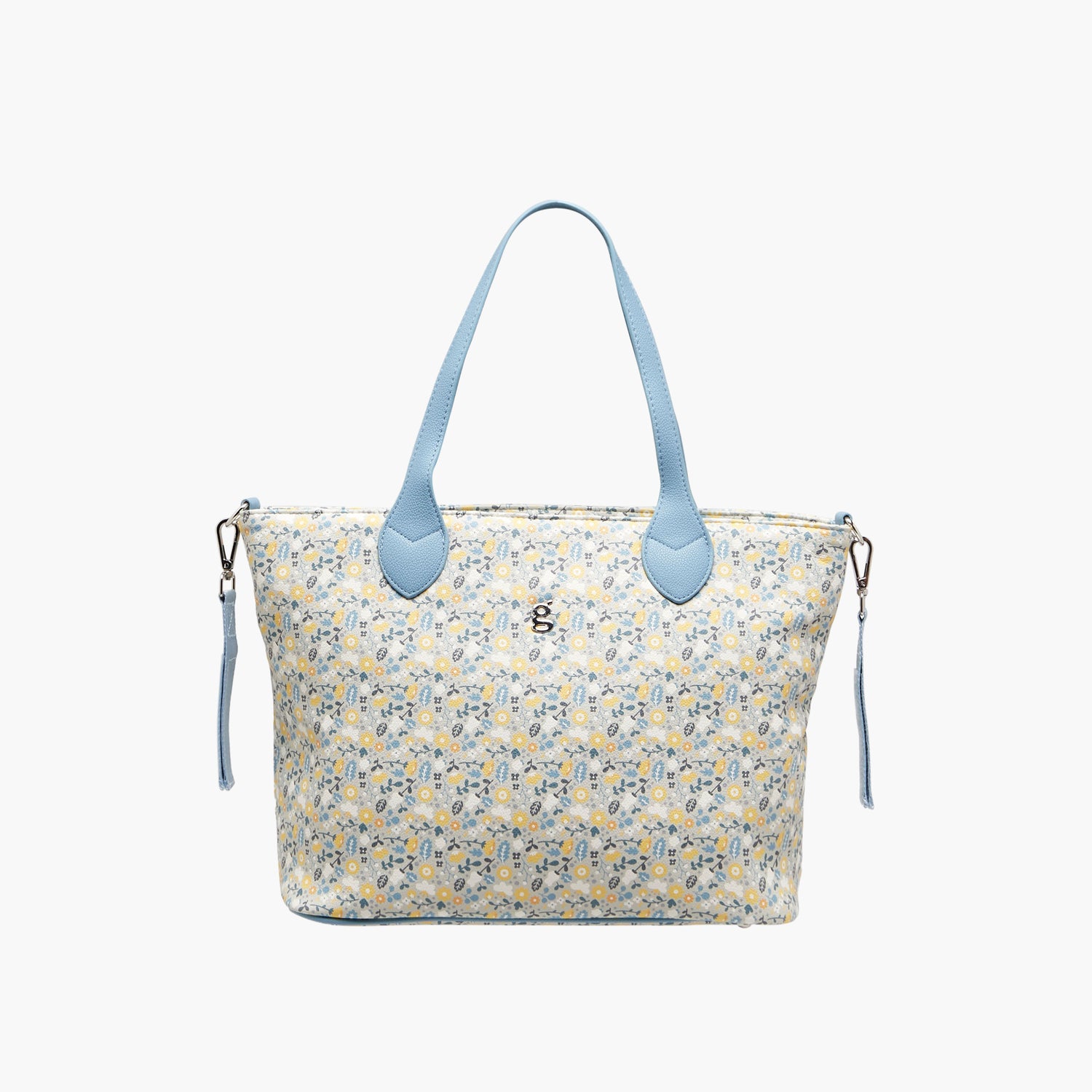 Giggles Floral Print Diaper Bag with Changing Mat - Blue