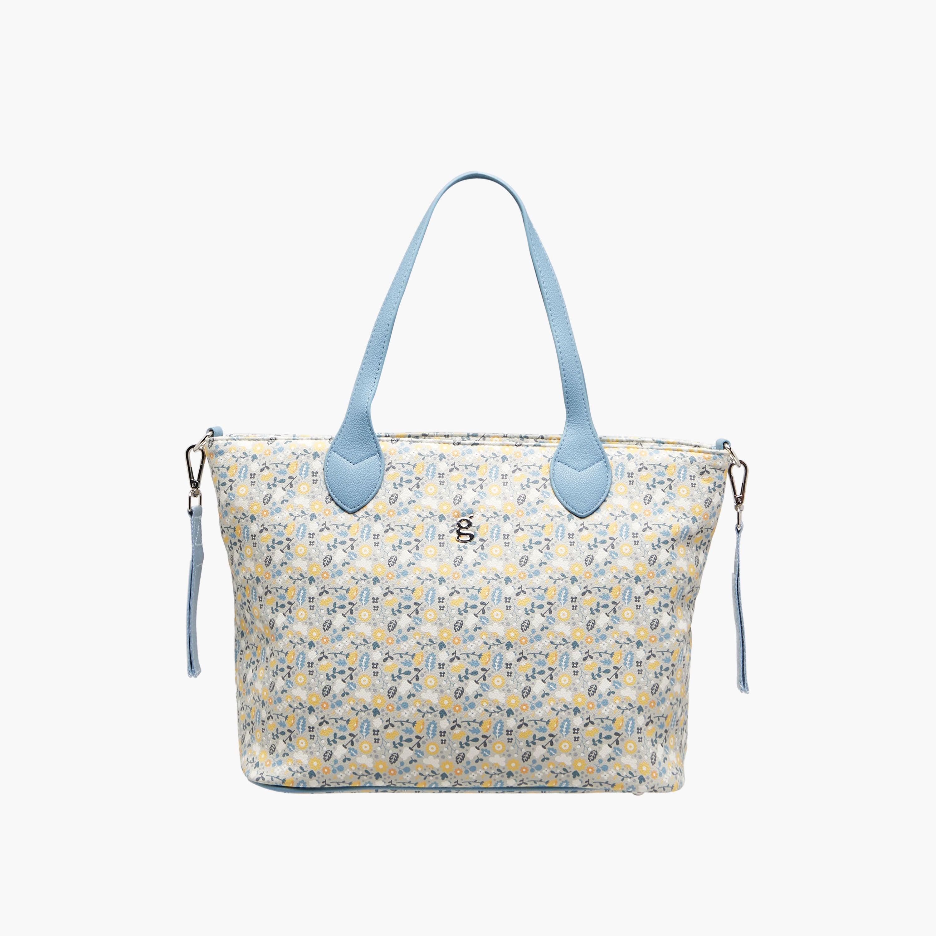 Giggles Floral Print Diaper Bag with Changing Mat - Blue