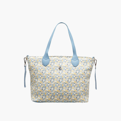 Giggles Floral Print Diaper Bag with Changing Mat - Blue
