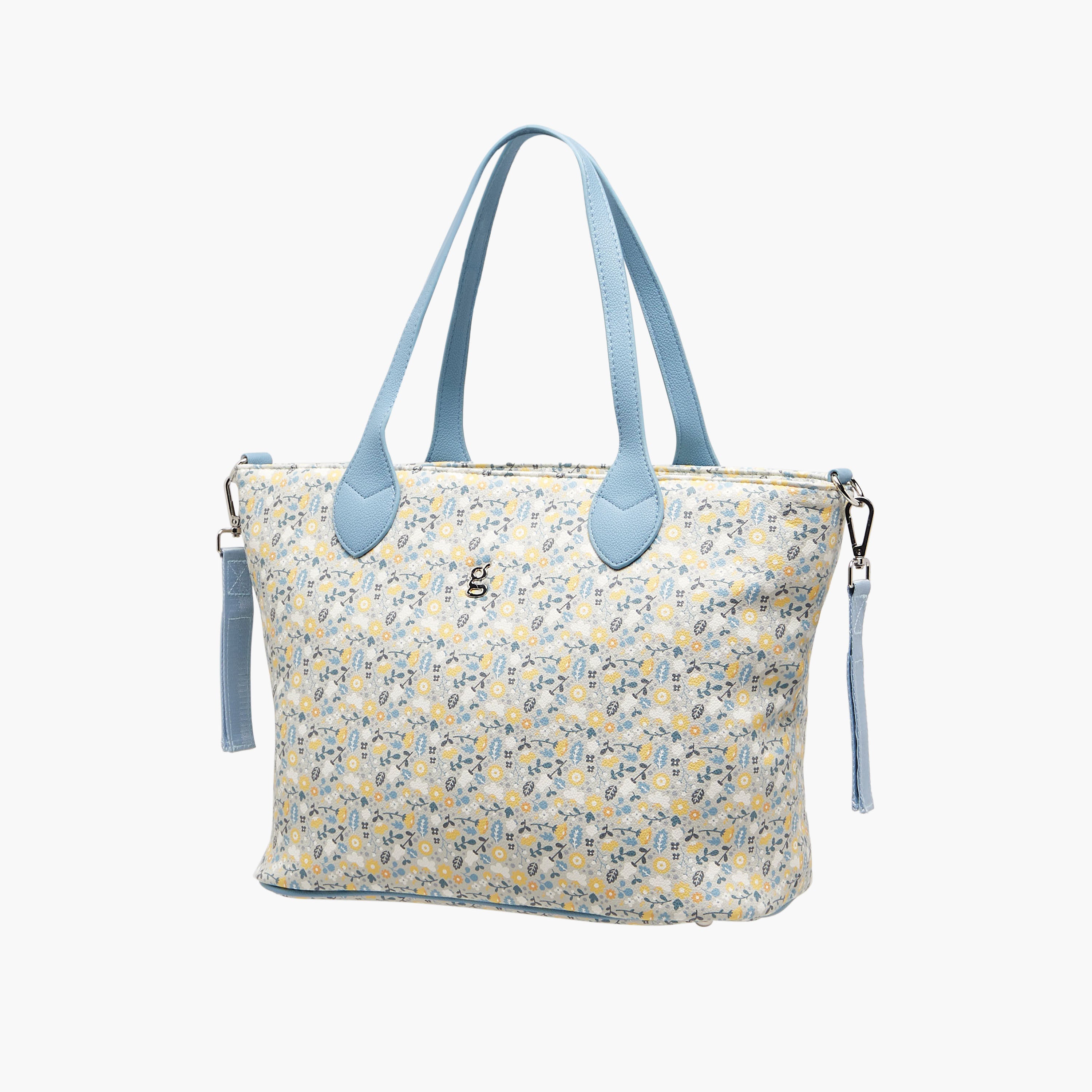 Giggles Floral Print Diaper Bag with Changing Mat