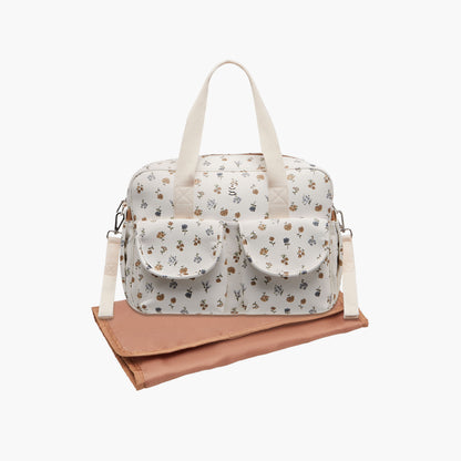 Giggles Floral Print Diaper Bag with Changing Mat