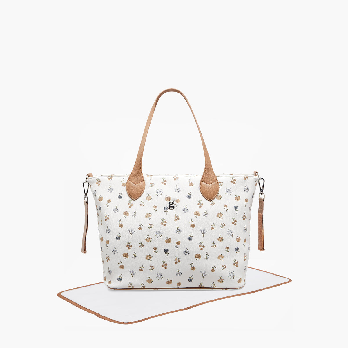 Giggles Floral Print Diaper Bag with Changing Mat
