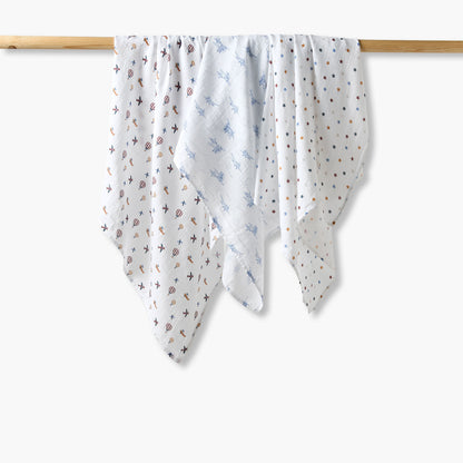 Pack of 3 Juniors Receiving Blanket with Print, 100x100 cm