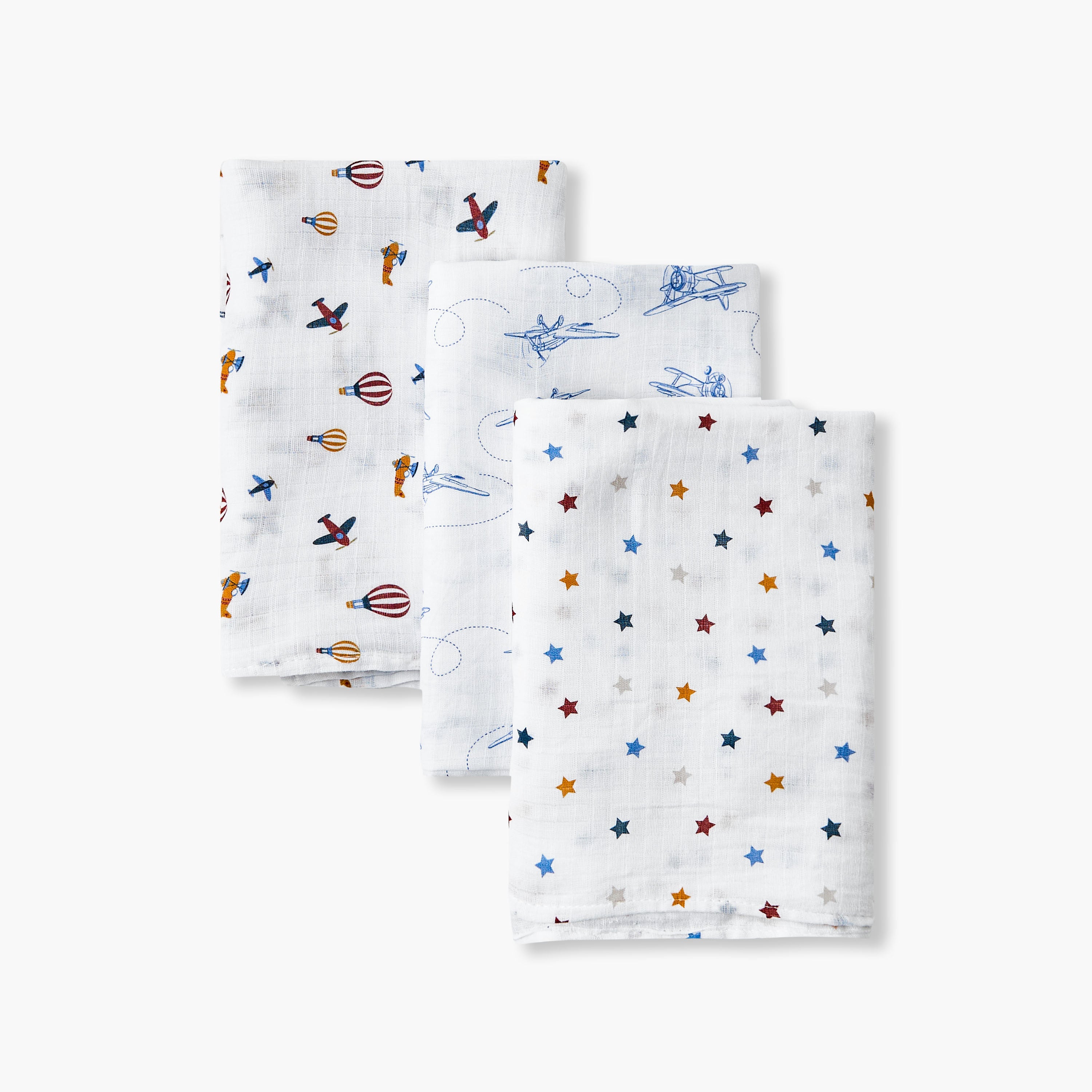 Pack of 3 Juniors Receiving Blanket with Print, 100x100 cm