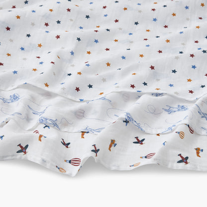 Pack of 3 Juniors Receiving Blanket with Print, 100x100 cm